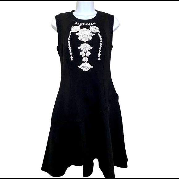 NEW MARCHESA Voyage Black and White Sequin Fit & Flare Dress Cocktail Whimsigoth - Picture 2 of 11